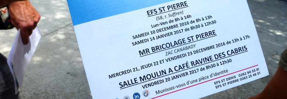 10 décembre 2016 - St-Pierre - Basse Terre - Journées de la citoyenneté - Collecte de sang -