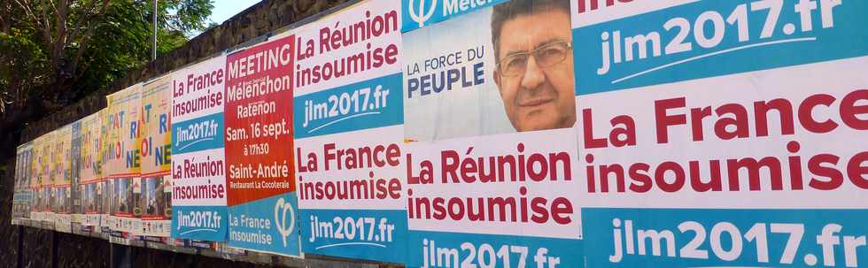 14 septembre 2017 - St-Pierre - Affiche visite Jean-Luc Mlenchon  la Runion